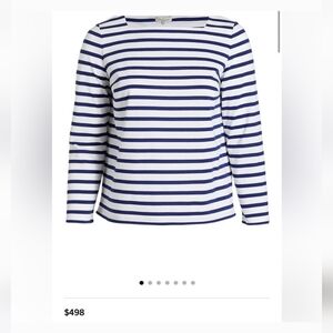 Lafayette 148 New York Blue and White Boatneck T-Shirt Size 1X